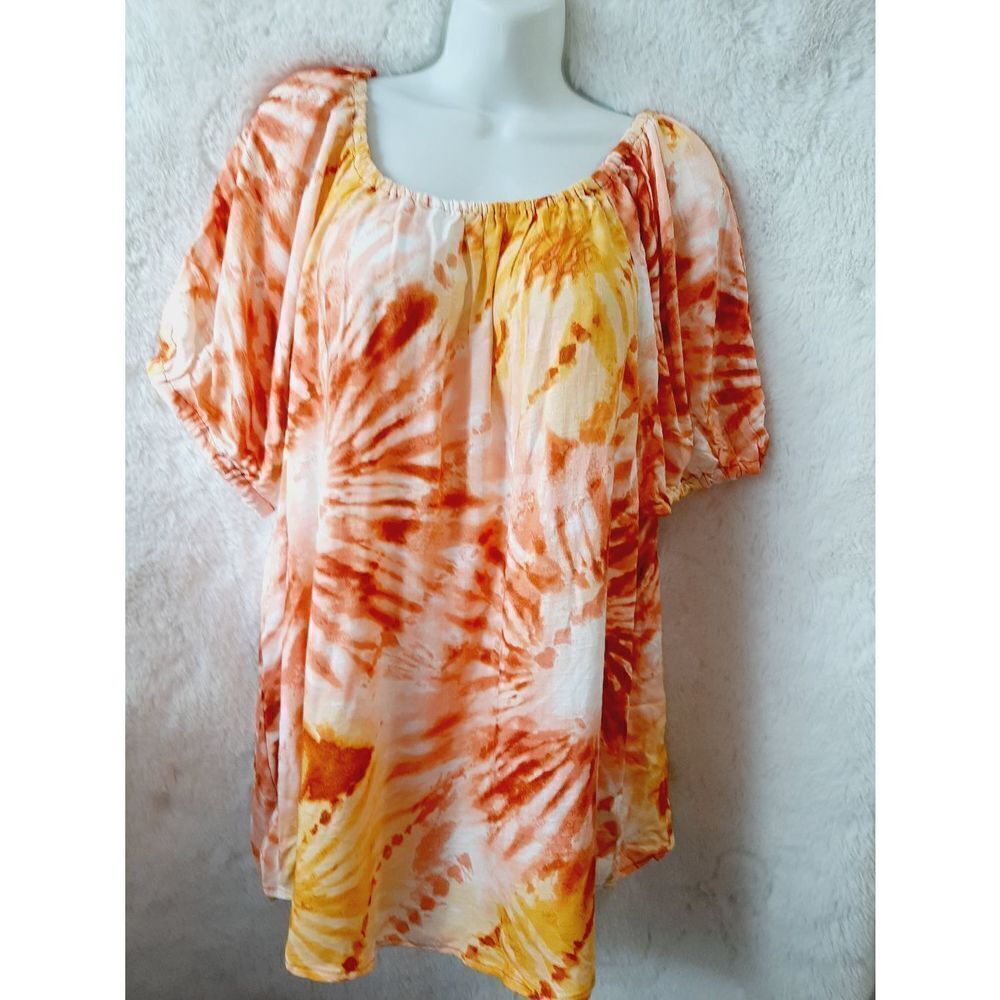 Cato yellow orange tie dye sz 18/20 peasant blouse